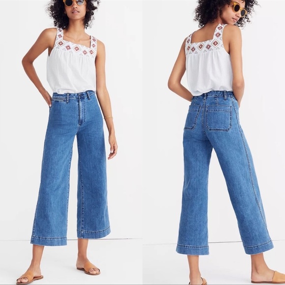 Madewell Denim - Madewell Emmett Wide-Leg Crop Jeans in Rosalie Wash